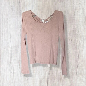 Time After Time Light Pink Tie in Back Cotton Blend Blouse Women’s Small